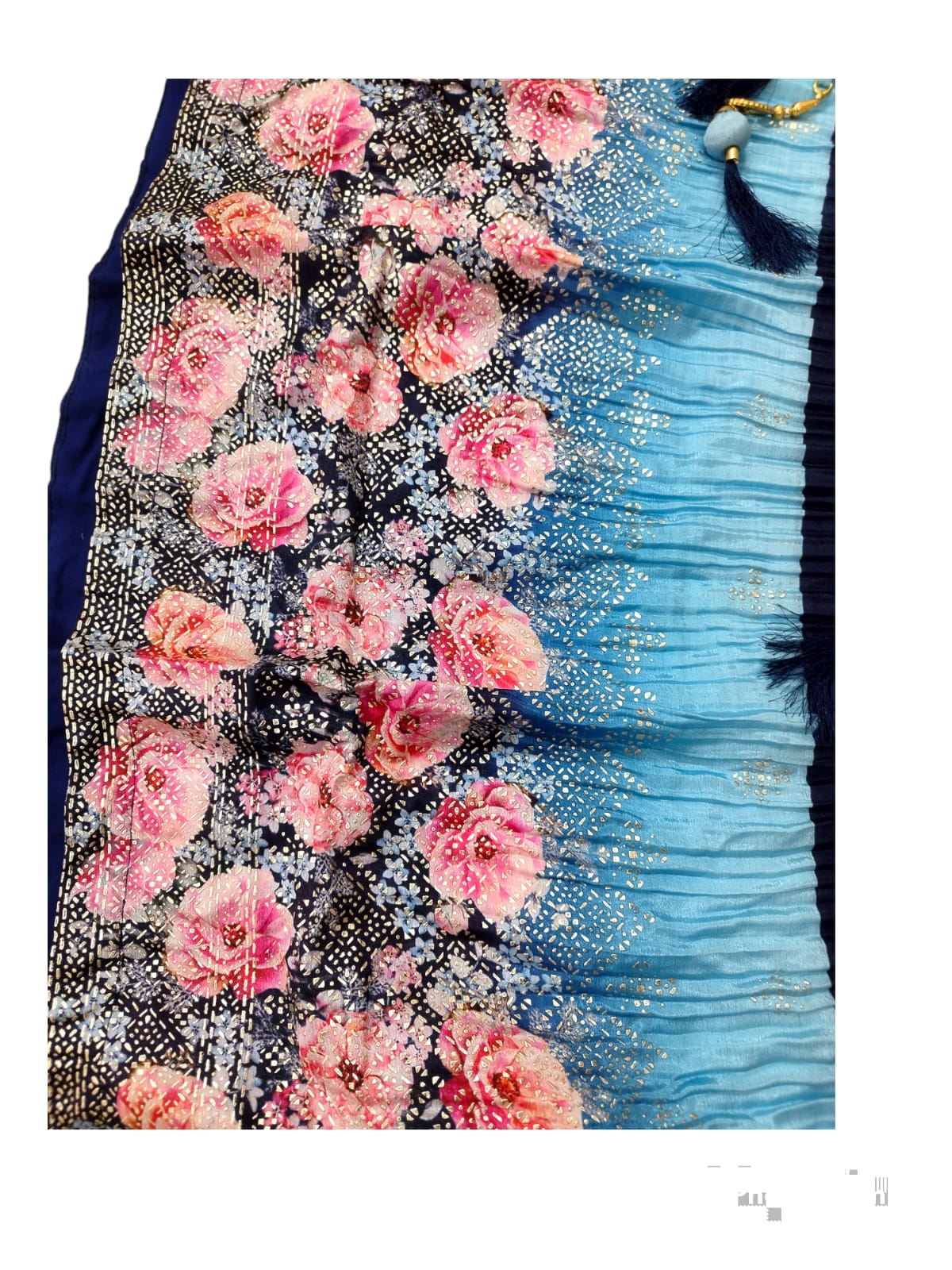 Girls beautiful naira set with plazo and dupatta , blue ( Z 2)