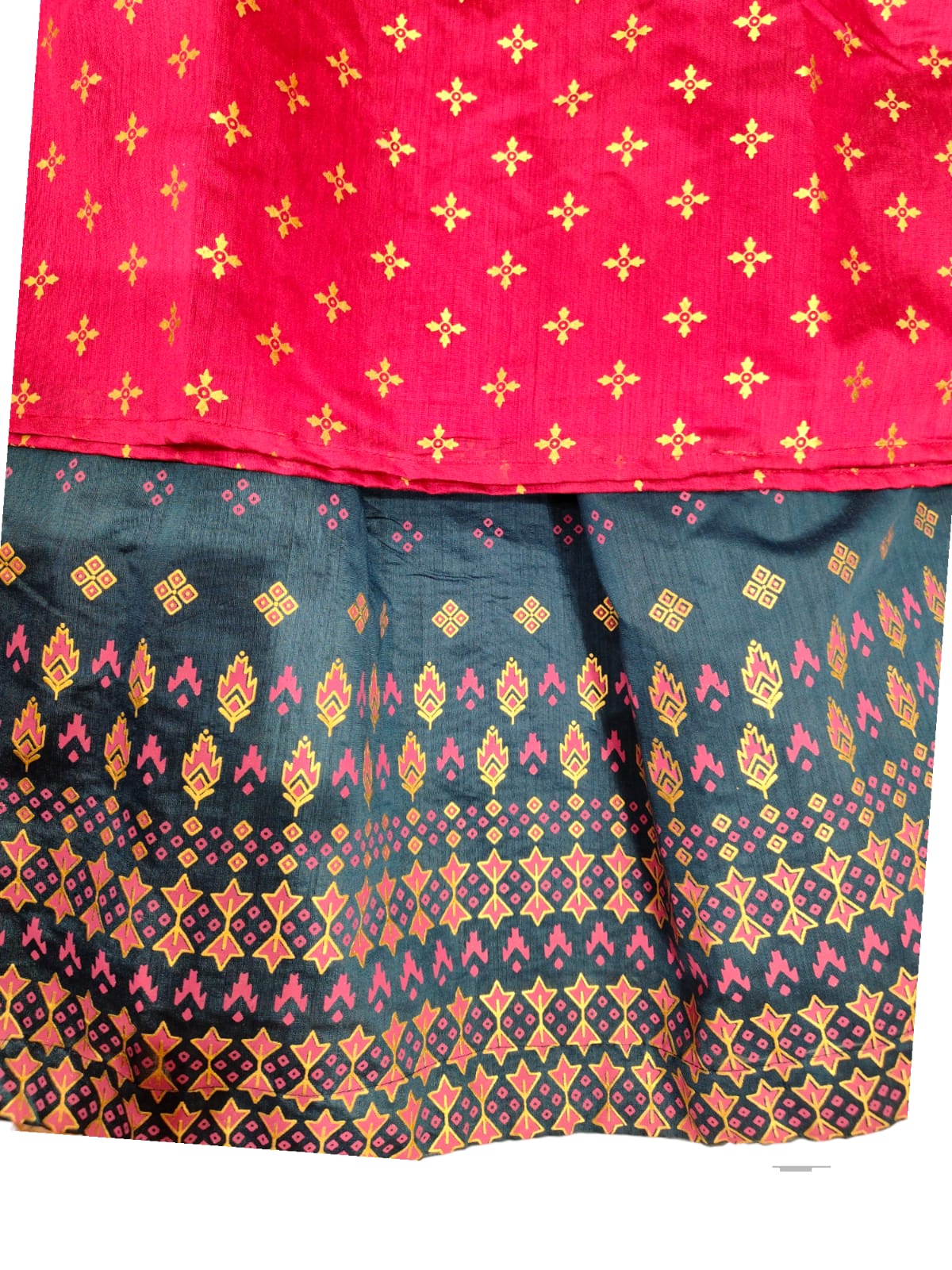 Chanderi ethnic croptop 3 piece set, pink and blue ( R 4)