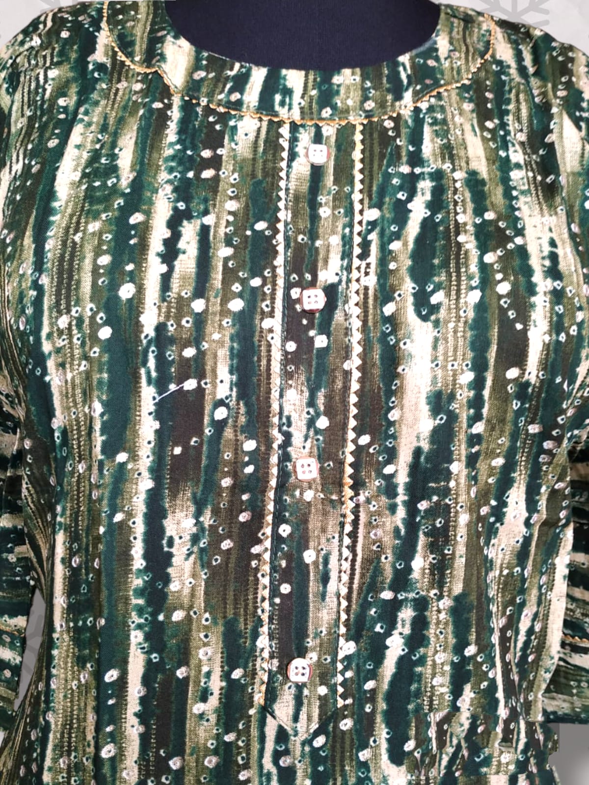 straight cut kurti vertical print blue /green ( Lst 36)