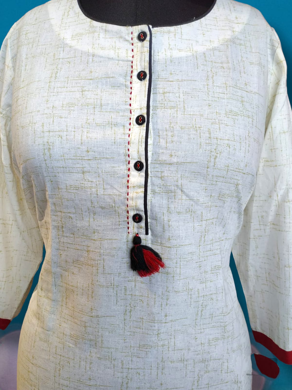 straight cut kurti , white ( Lst 21)