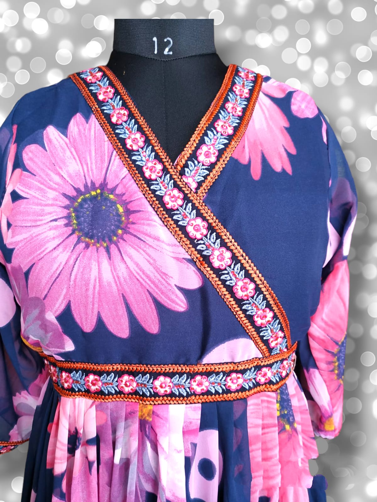 Flayered Umbrella gown, georgette blue( Lst 9)