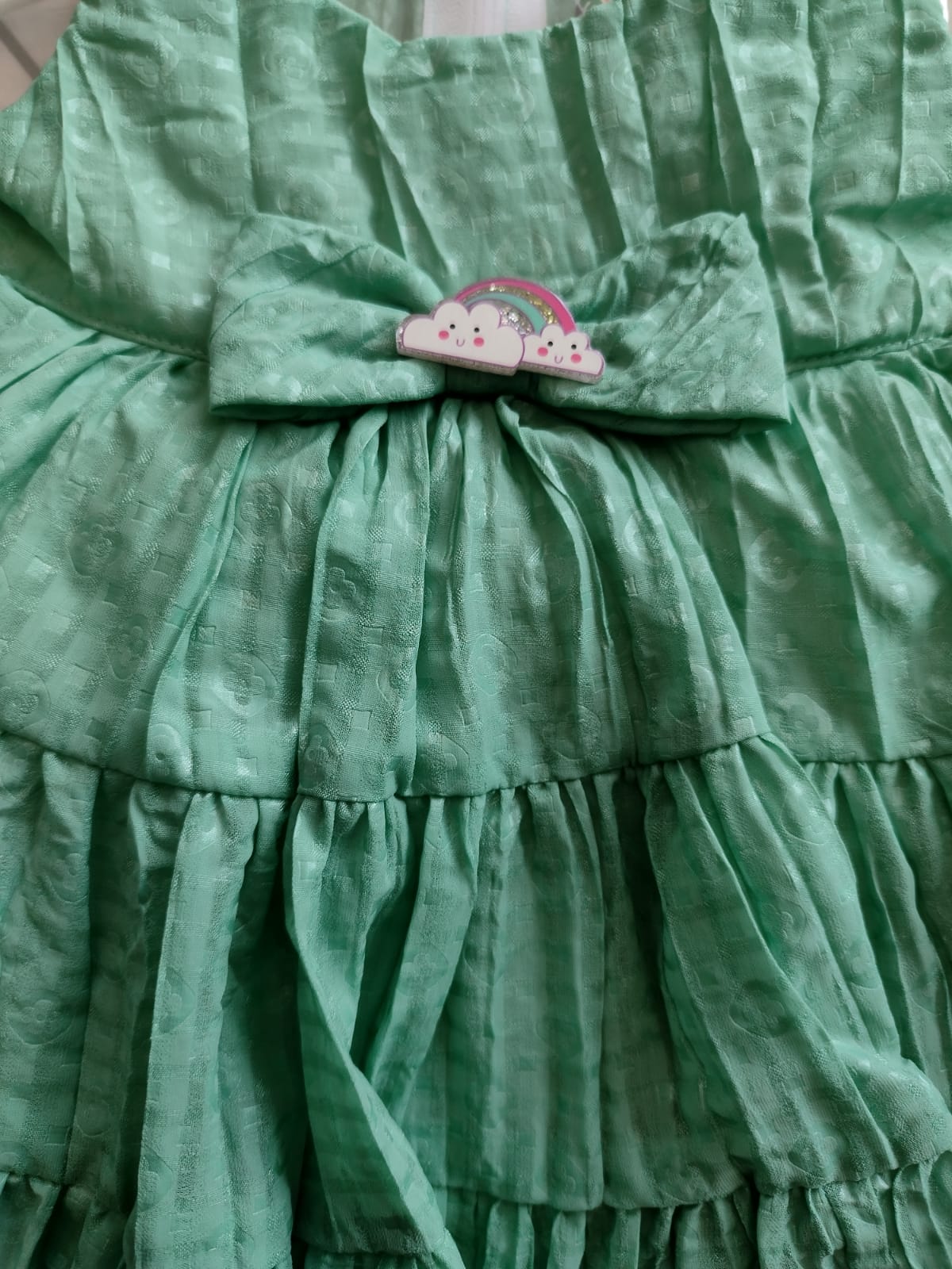 months baby party frock, orange/pink/green ( prbx 9)