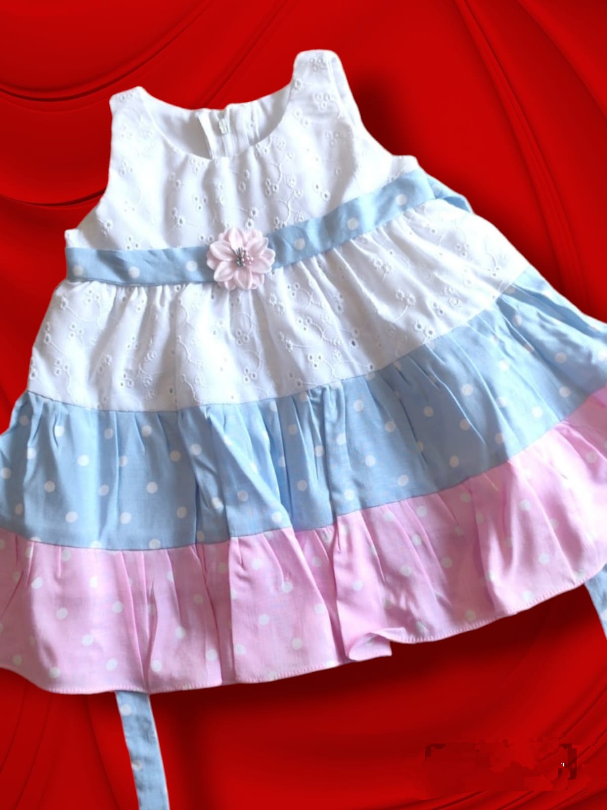 girls western classy frock beautiful white,blue and pink( prbx 22)