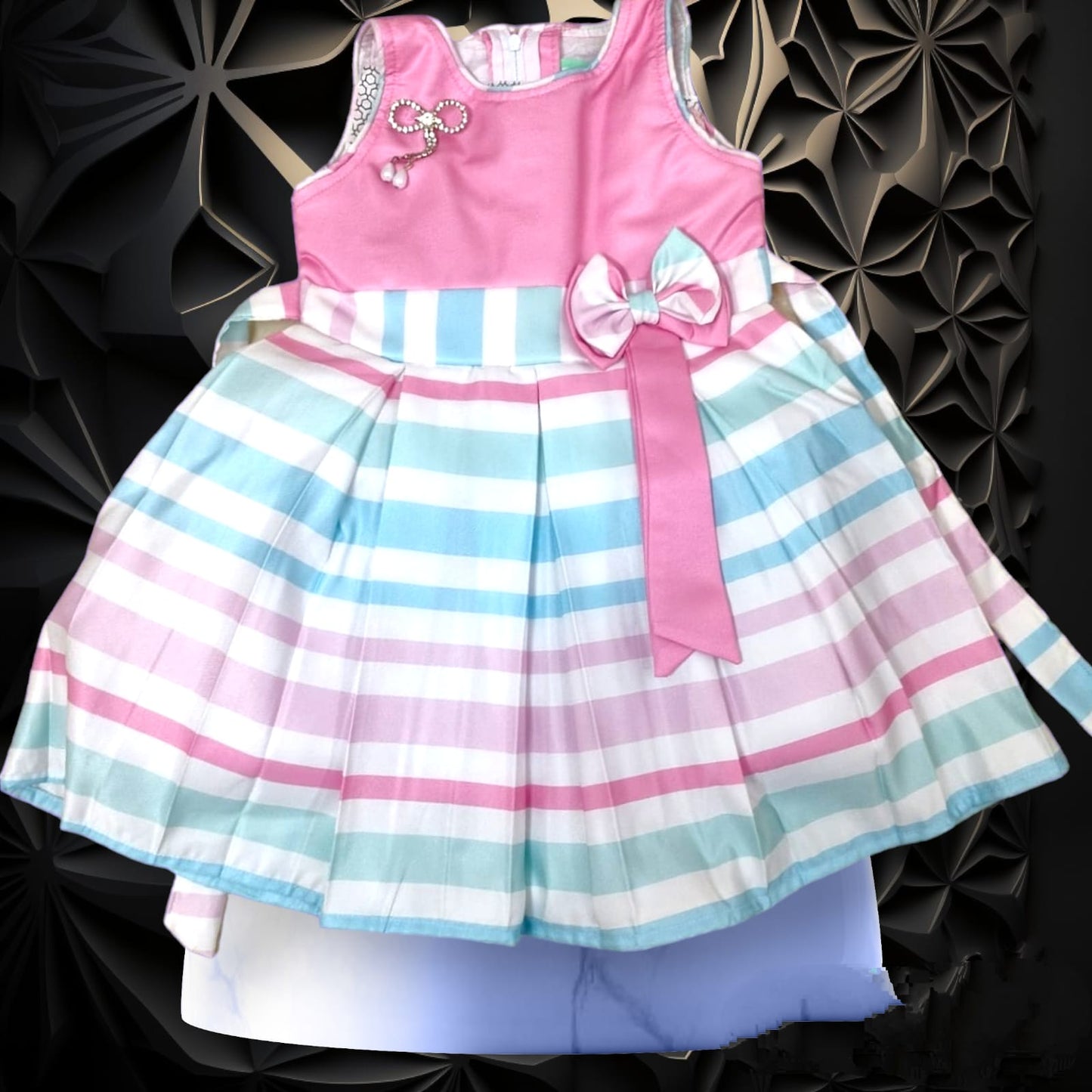 girls western party frock pink&blue ( prbx 27)