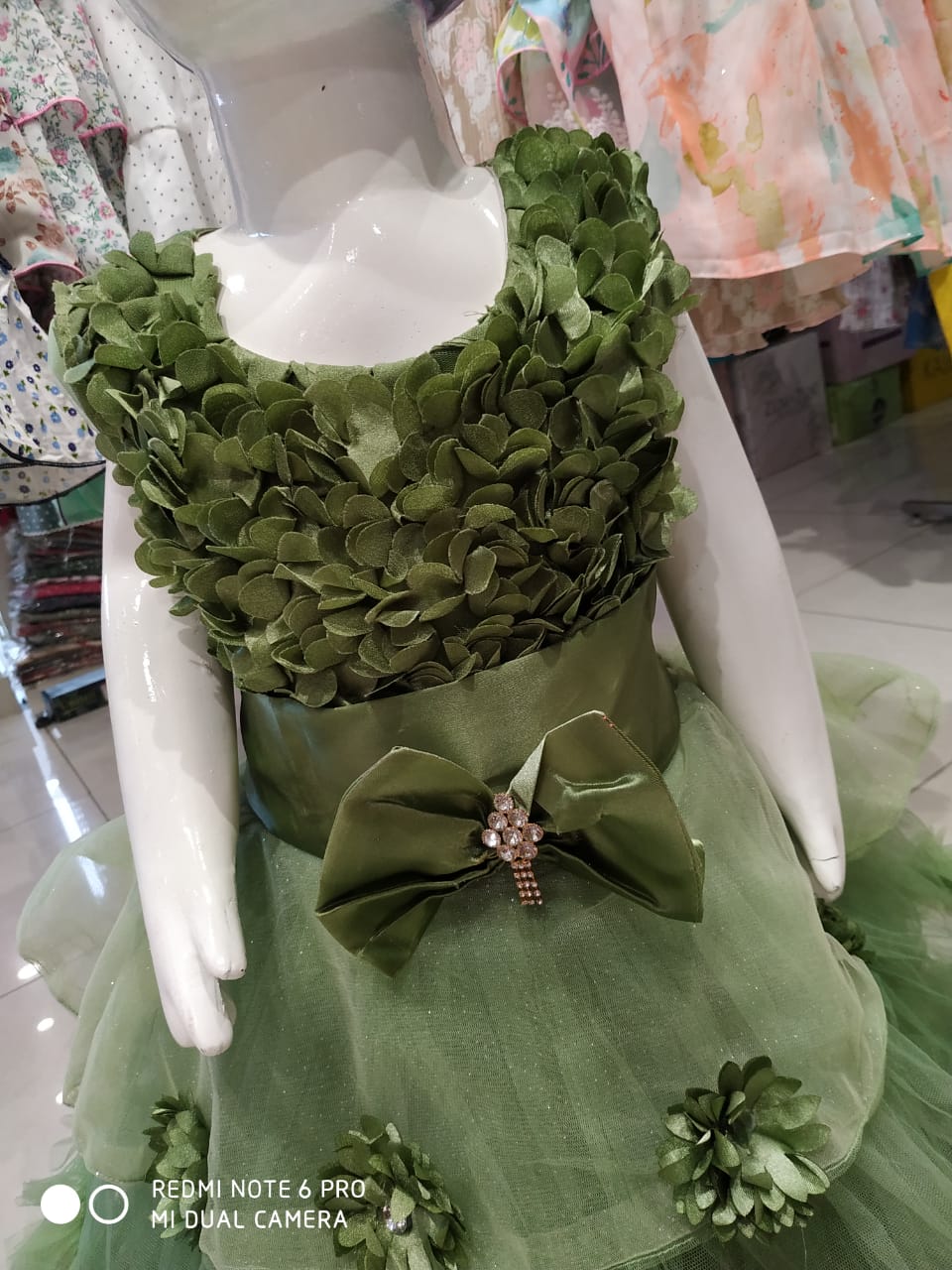 party frock, frill frock, green ( pfr 6)