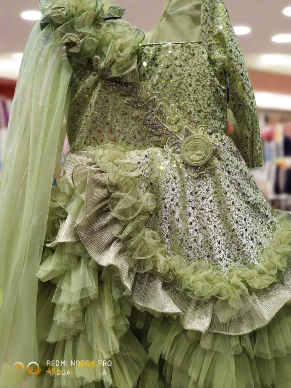 Party frock, frill frock, green ( pfr 2)