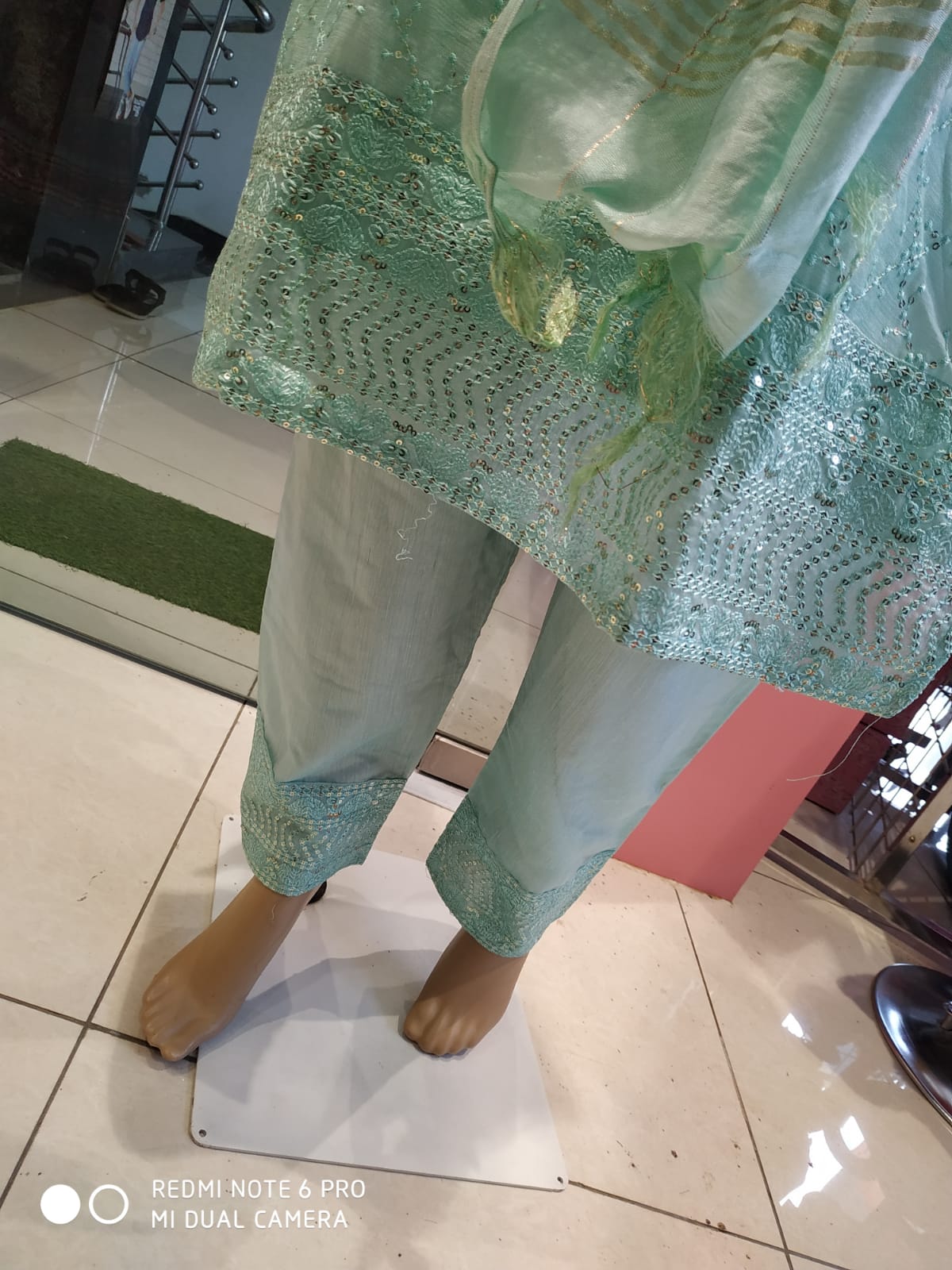 Women's partywear kurti set with pant and dupatta, sky blue( Lfst 29)