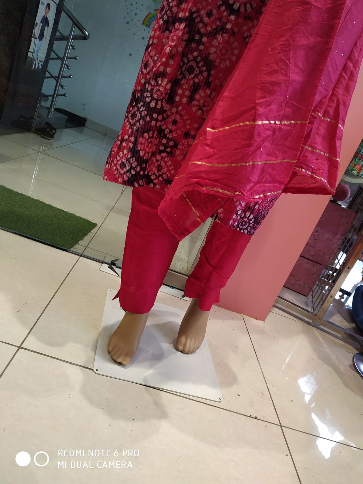 Women's kurti set with pant and dupatta, dark pink( Lfst 3)