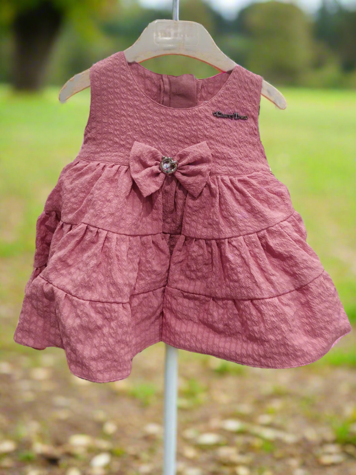 months baby girl beautiful western classy frock onion pink/ green ( prbx 47)