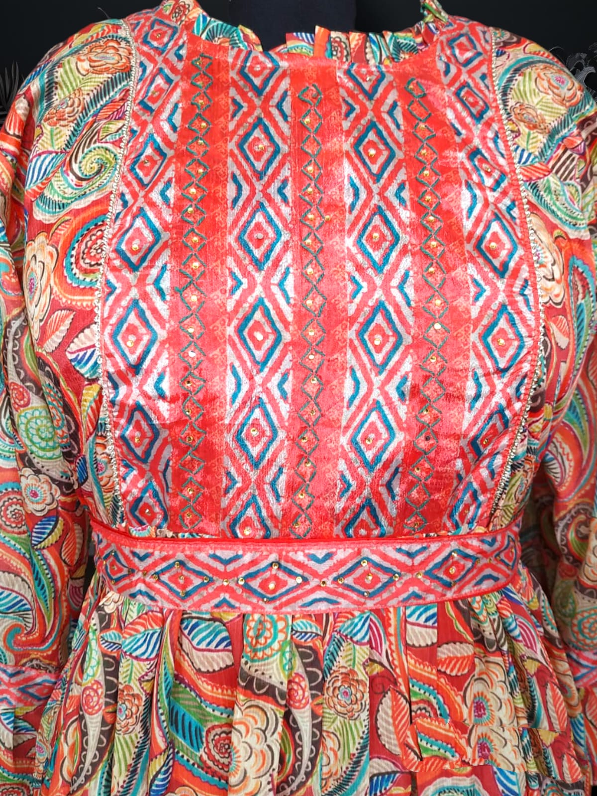 Flayered Georgette Umbrella gown, orange ( Lst 71)