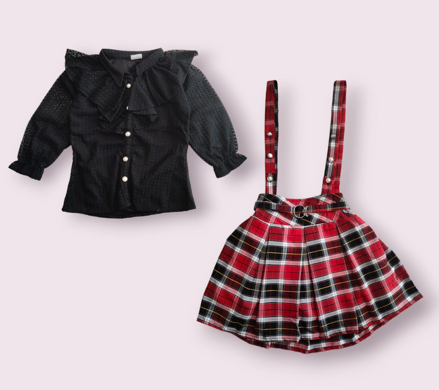 girls stylish skirt -top set black &red ( wtbx 8)