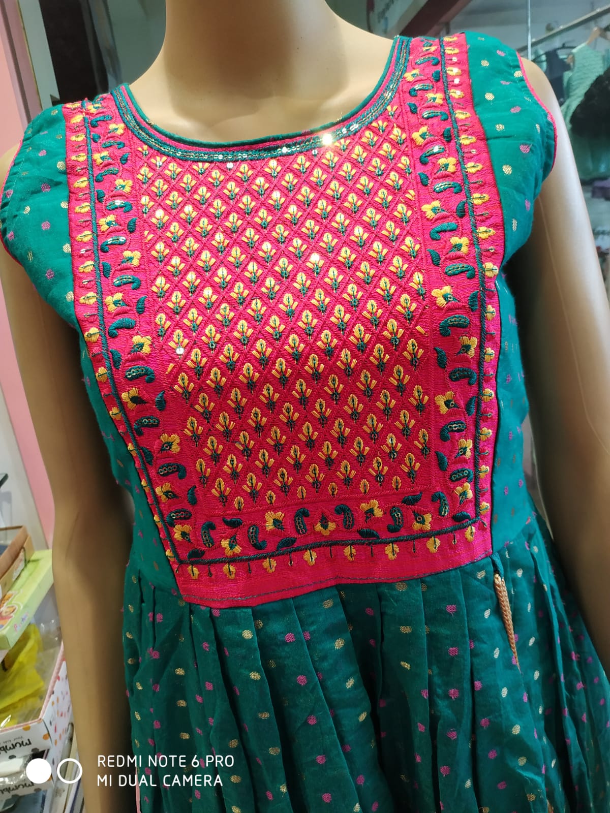 girls long frock , chanderi blue ( e 10)