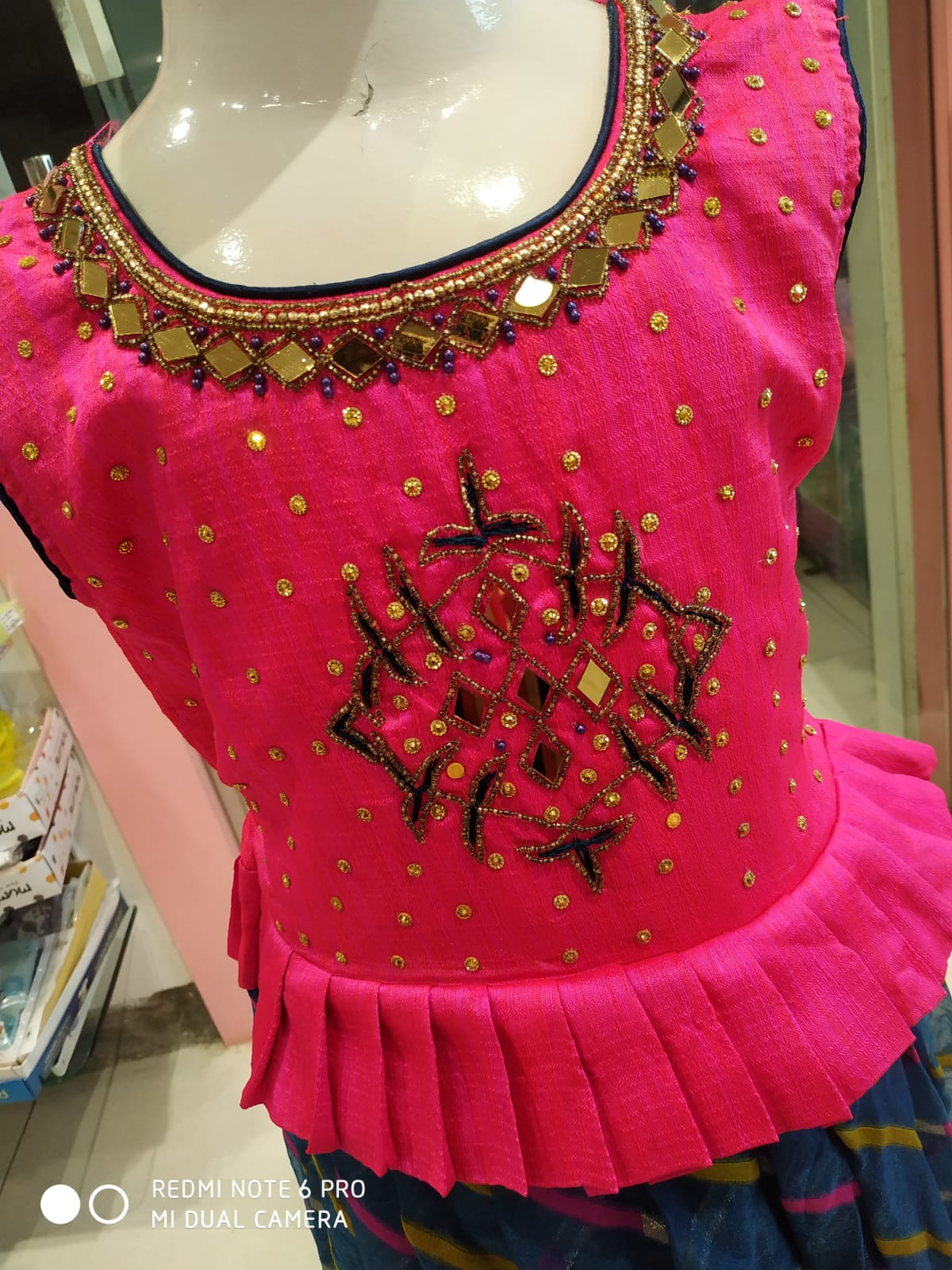 girls festive wear , beautiful frock/ gown, pink& navy blue ( e 44)