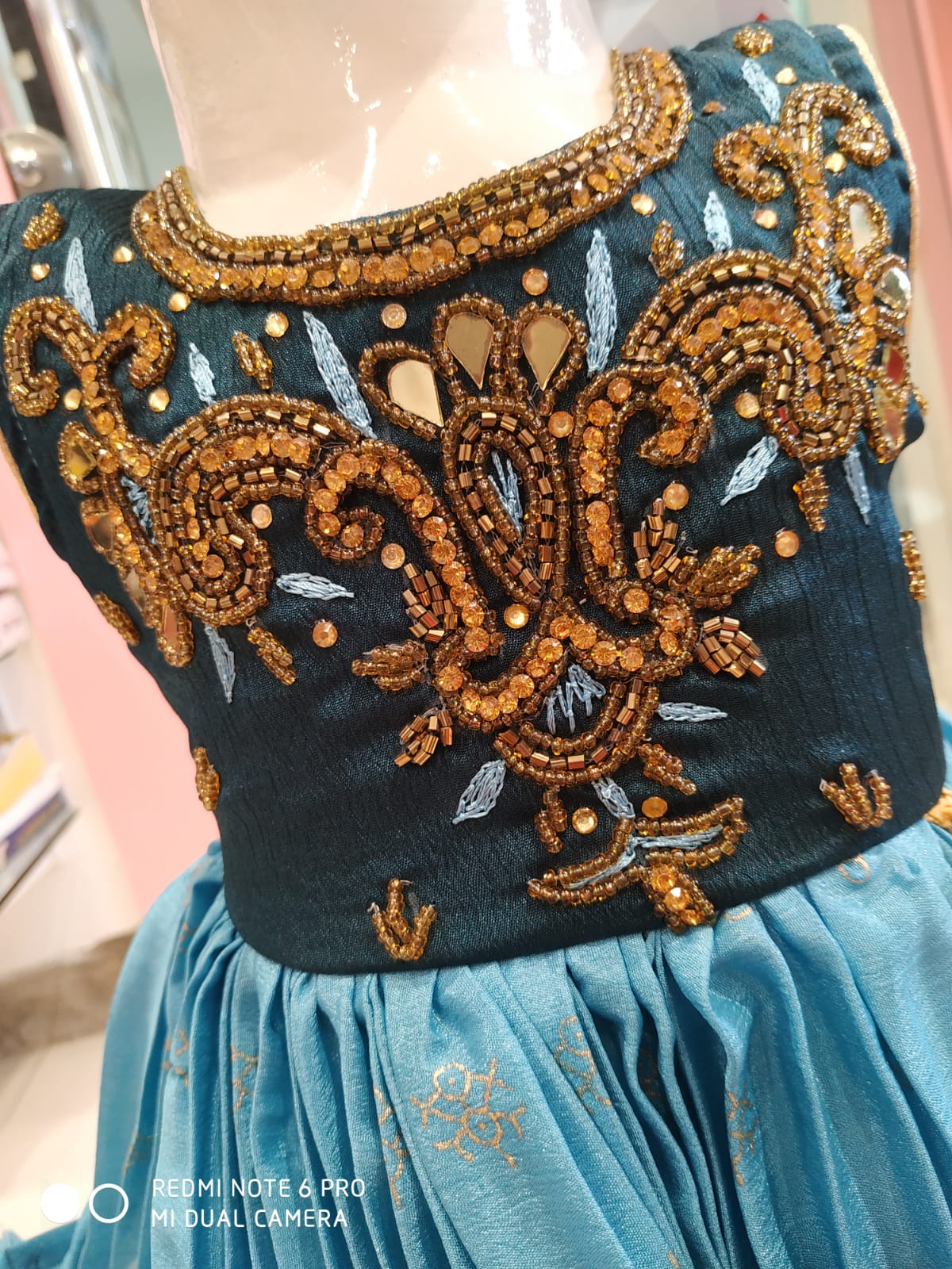 girls festive wear , beautiful frock , light blue ( e 49)