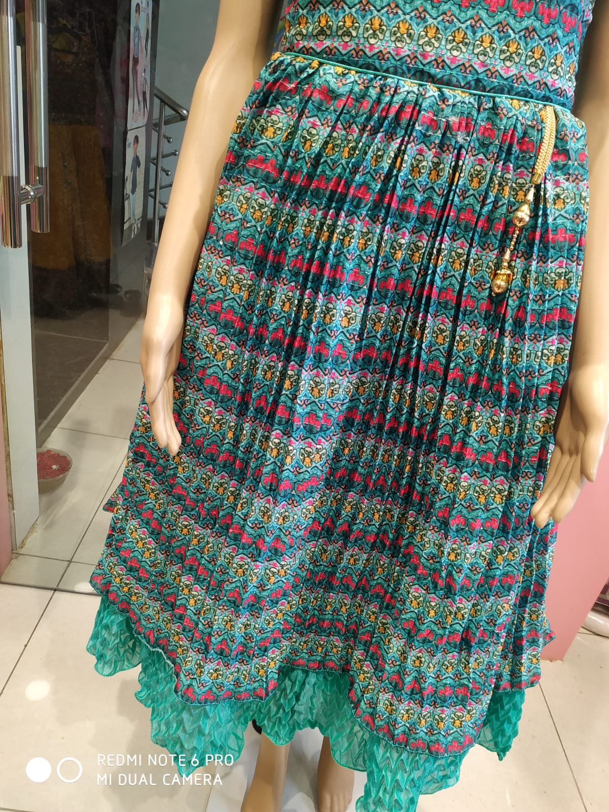 girls party wear , beautiful frock/ gown, blue &pink ( e 57)