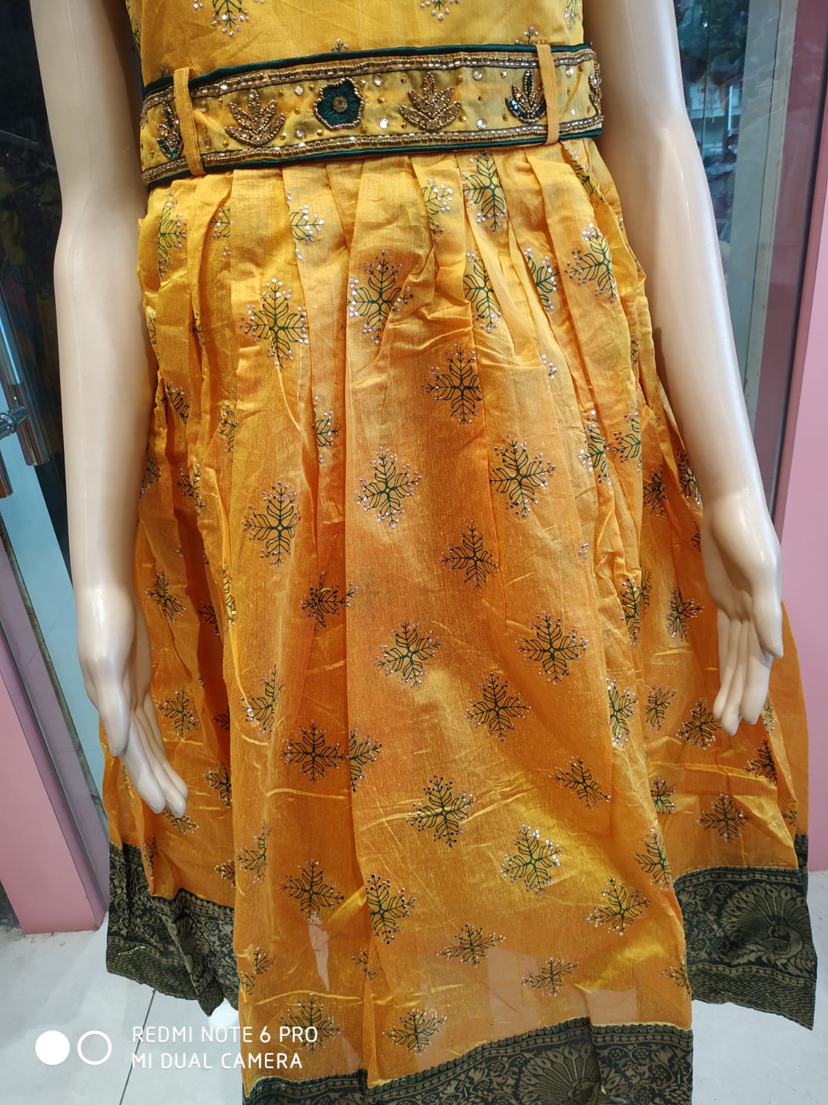 girls festive wear , beautiful frock/ gown, yellow with dupatta ( e 54)