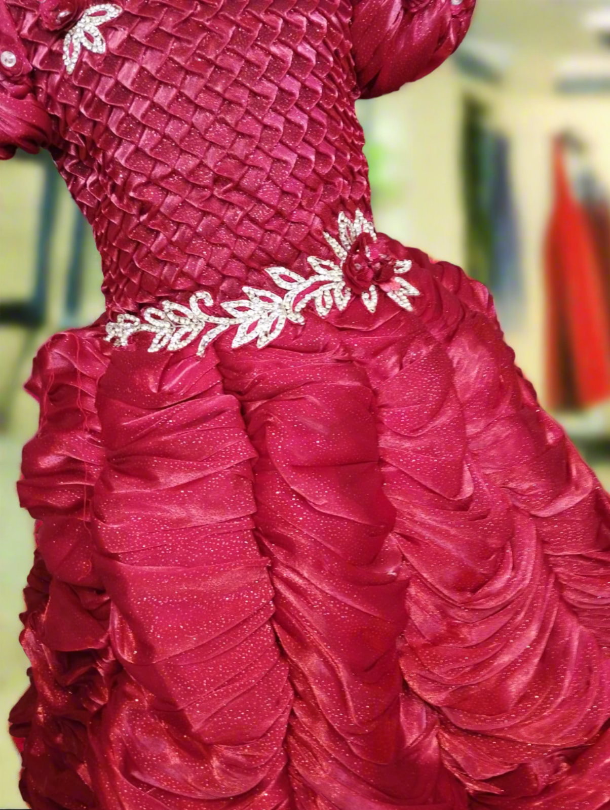 girls full grand birthday /party frock , red ( prbx 59)