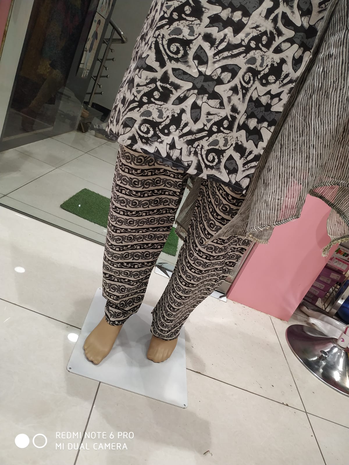 Women's kurti set with pant and dupatta, black ( NL 9)