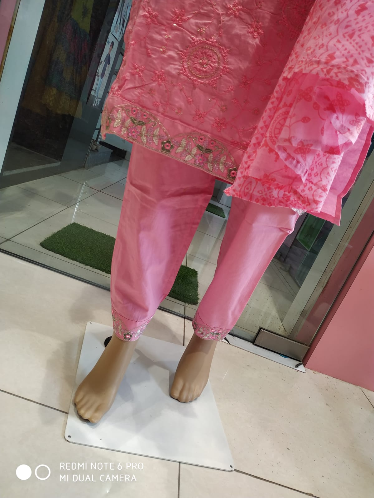 Women's party wear kurti set with pant and dupatta, pink ( NL 12)