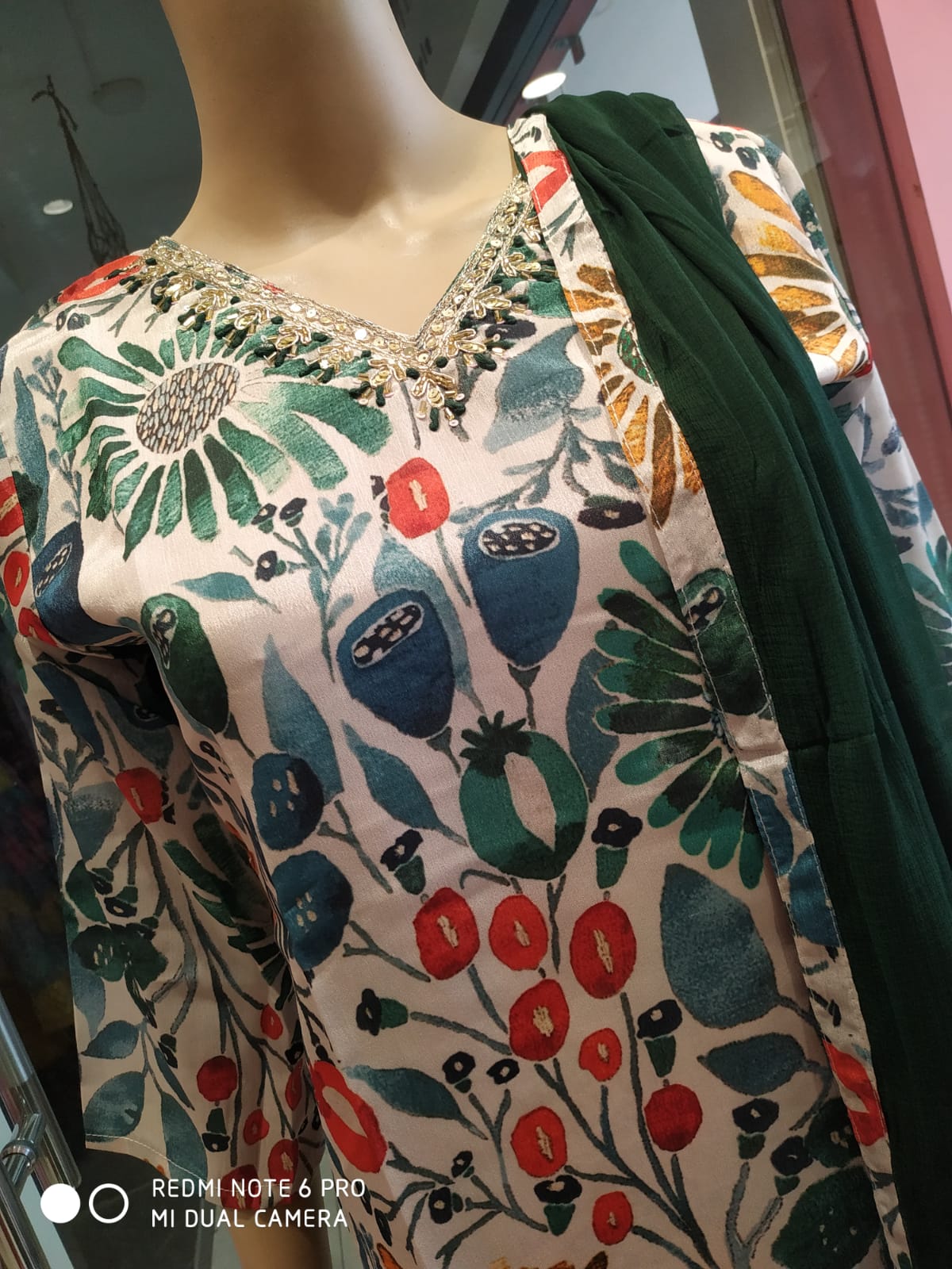 Women's partywear kurti set with pant and dupatta, ( NL 13)