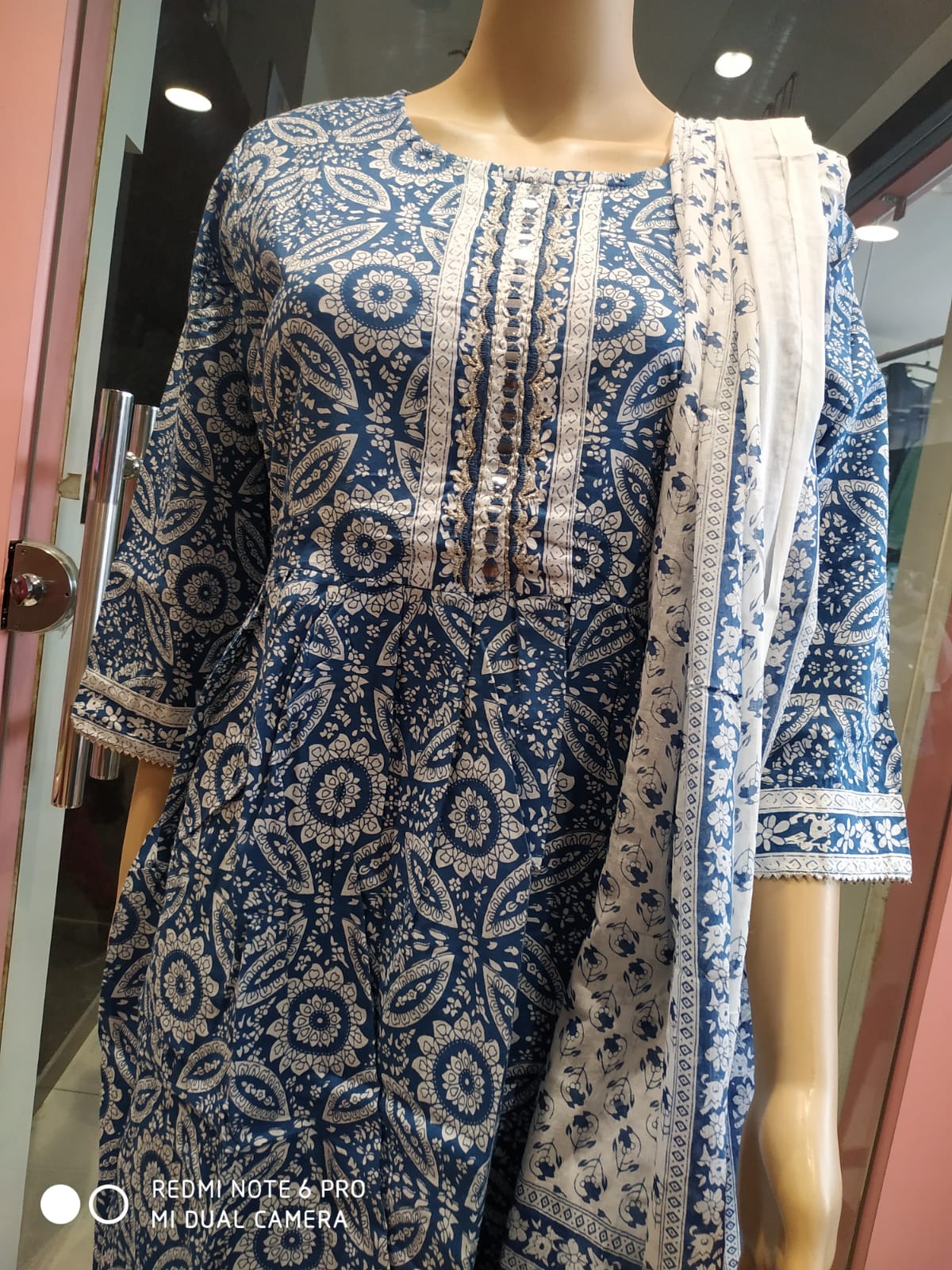 Women's kurti set with pant and dupatta blue/pink/yellow( NL 21)