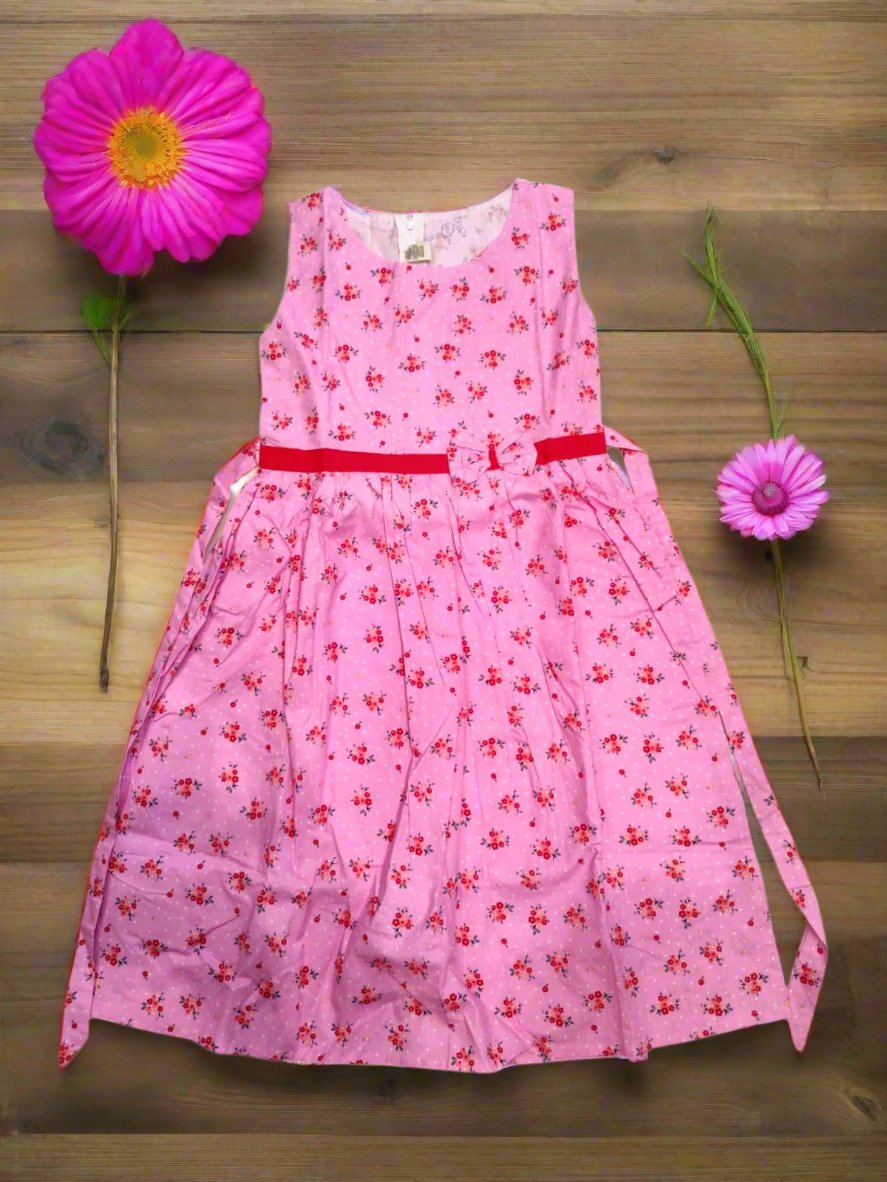 Girls Pink Cotton Frock (Ages 7-9Y)