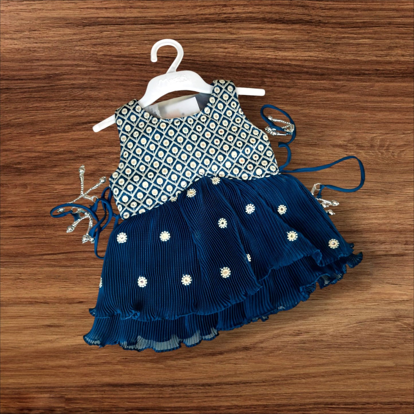 baby girl festive wear with top, afghani pant and dupatta, blue ( NN e 12)
