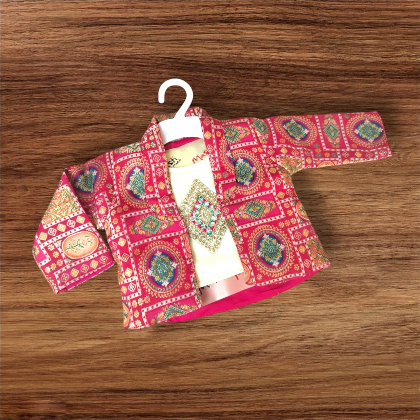 baby girl indo western dress 3 piece , red and white ( NN w 9)