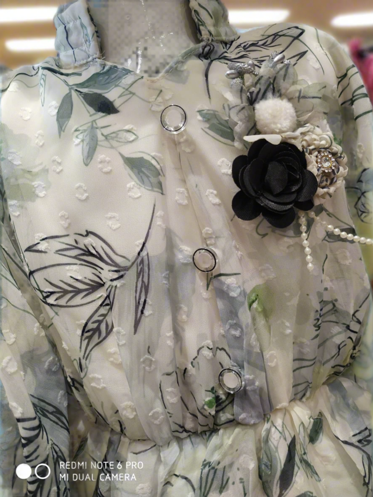 Girls White & Green Floral Dress with Black Leggings | Wear With or Without Leggings