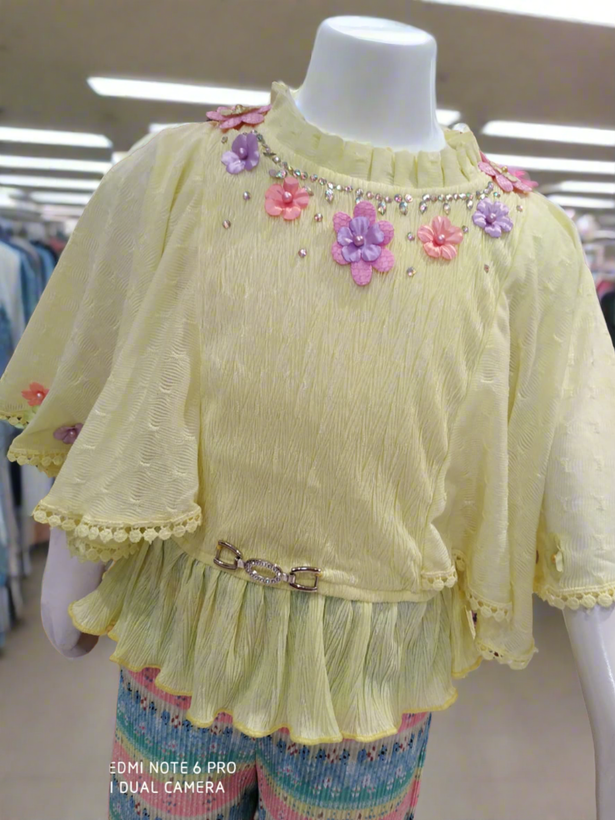 girls western yellow top and plazzo set , crush pattern ( Z 7)