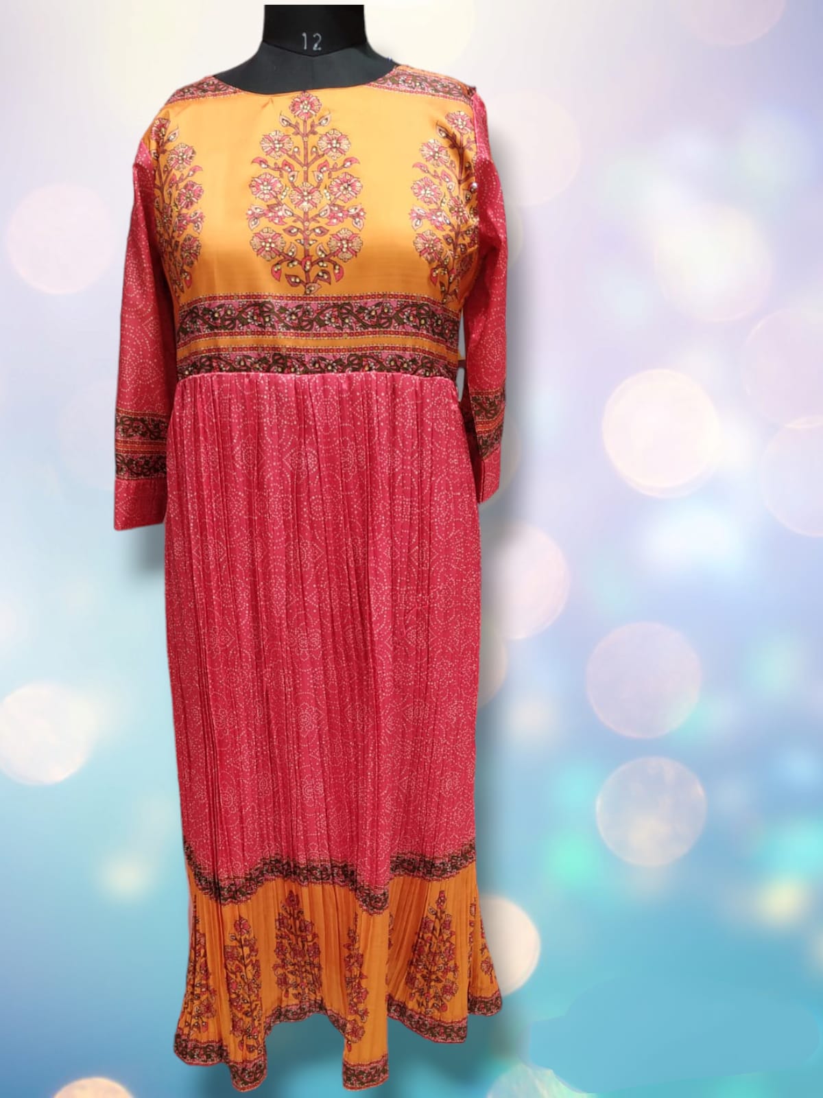 Flayered Umbrella gown, bandhani print( Lst 55)
