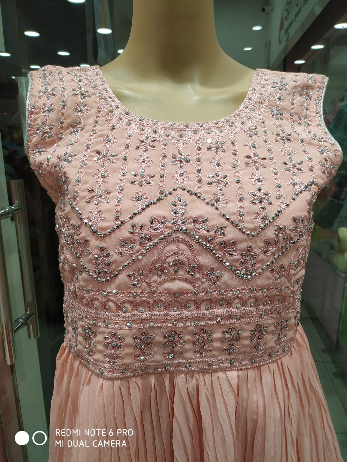 girls beautiful frock/ gown, peach colour ( e 3)