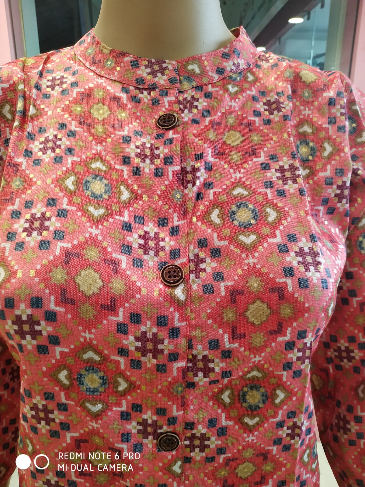 straight cut kurti pink/ yellow ( Lst 12)