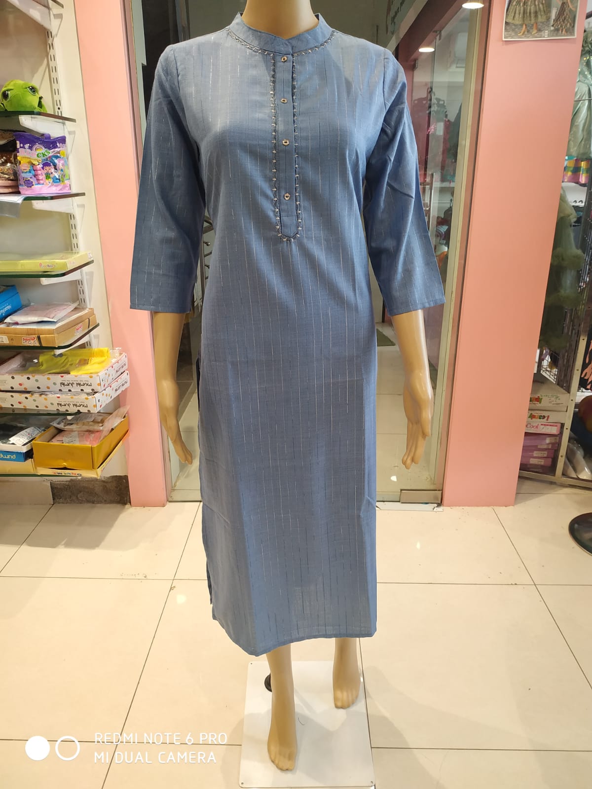straight cut kurti collar, pink/ blue plain( Lst 33)