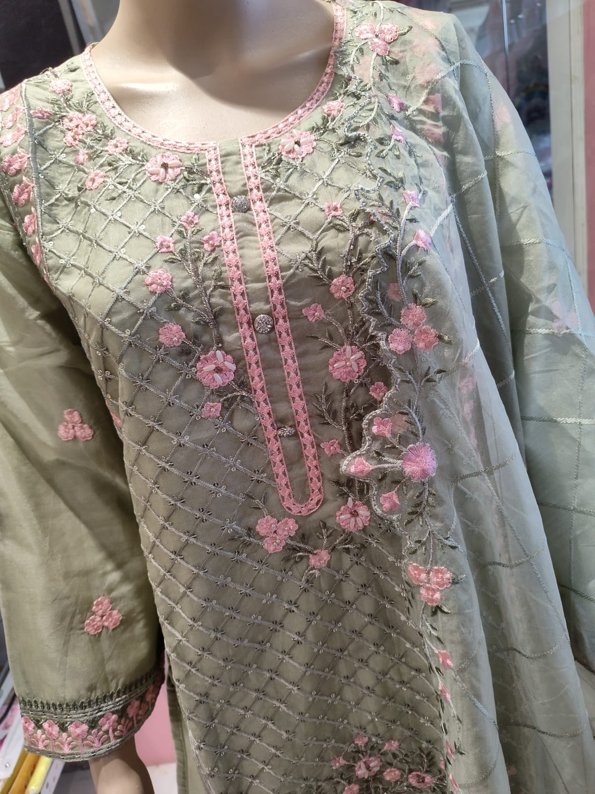 Women's partywear kurti set with pant and dupatta, pakistani suit ( NL 27)