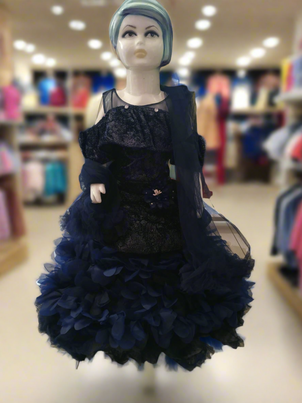 beautiful flayered , grand look barbie croptop, navy blue ( brb 15)