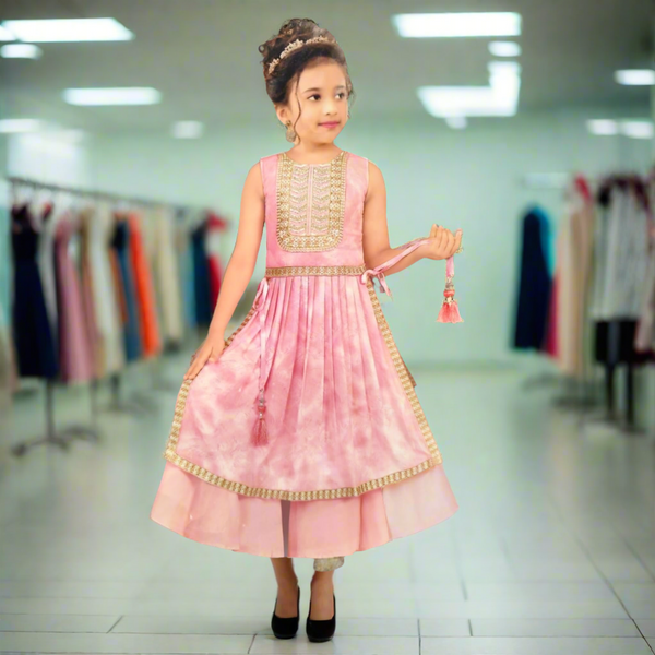 girls beautiful baby pink Naira cut plazo set ( Z 1 )