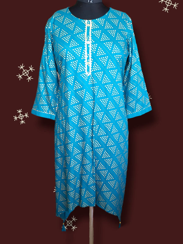 straight cut kurti blue( Lst 43)