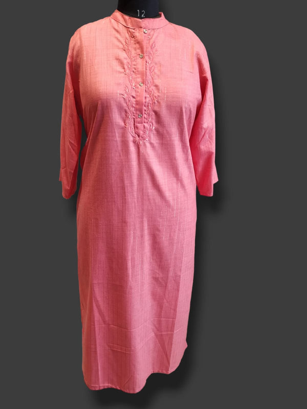 straight cut kurti collar, pink/ blue plain( Lst 33)