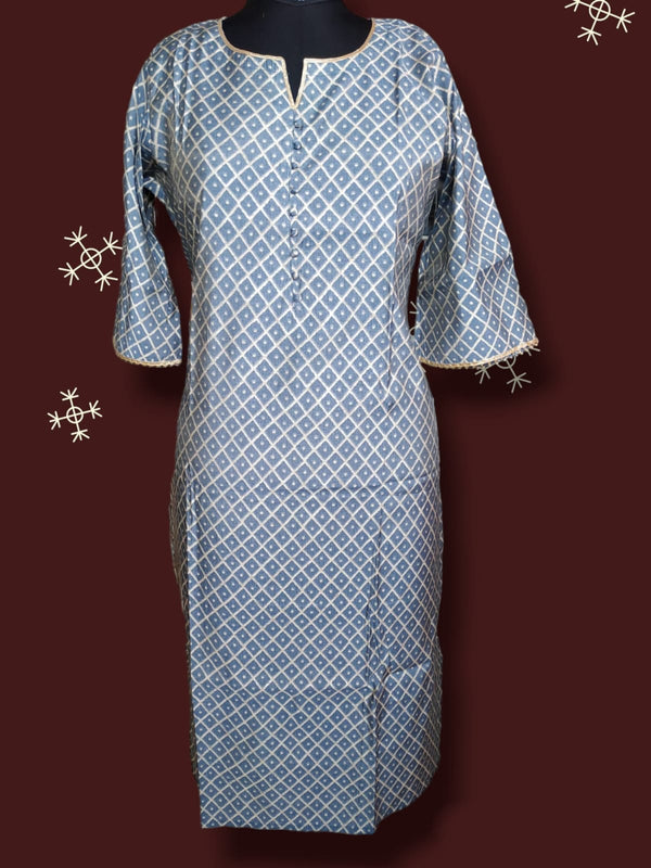 straight cut kurti grey, party wear( Lst 35)