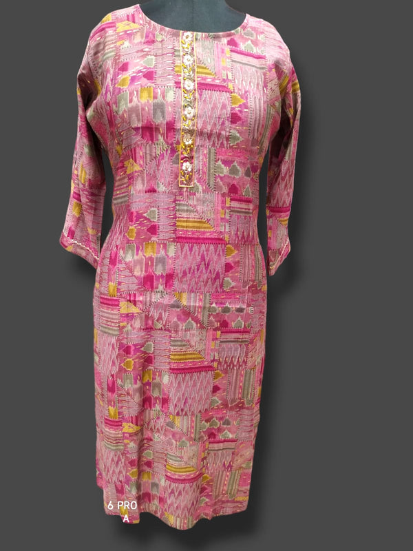 straight cut kurti , party wear pink( Lst 29)