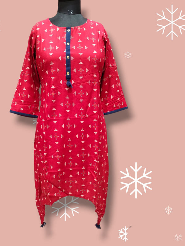 flayered Umbrella kurti red (Lst 24)