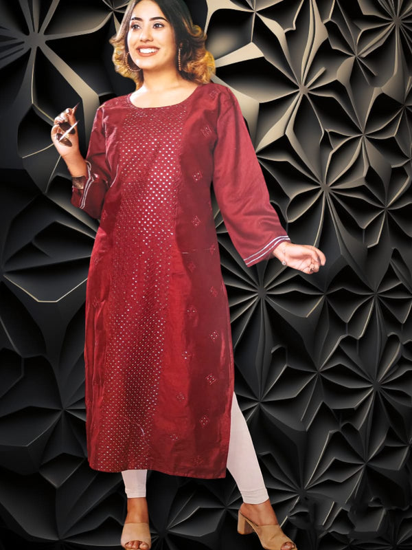 straight cut kurti, party wear with work( Lst 20)