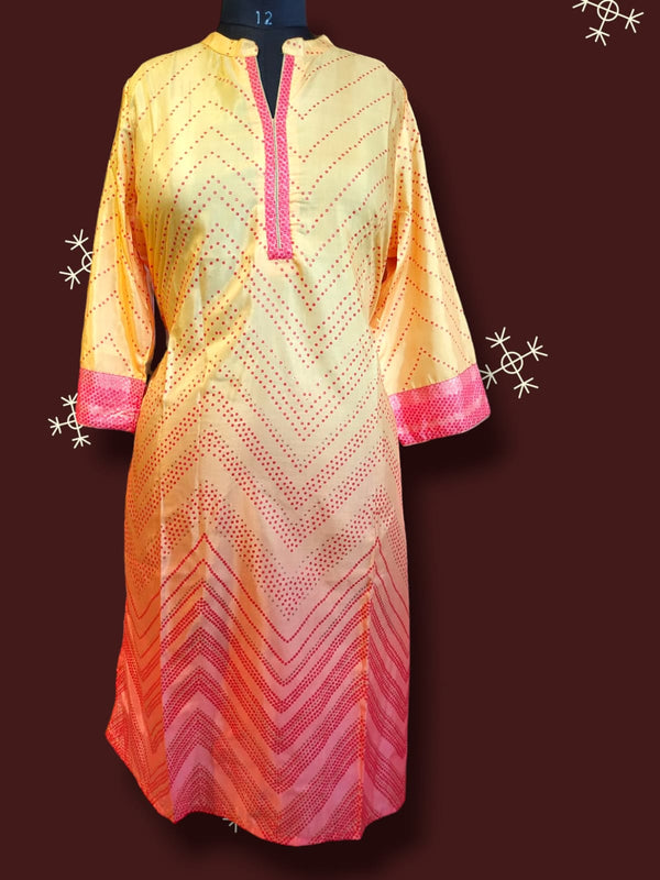 straight cut kurti yellow party wear( Lst 17)