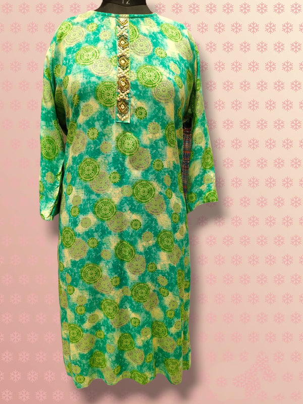 straight cut kurti green, plus size( Lst 15)