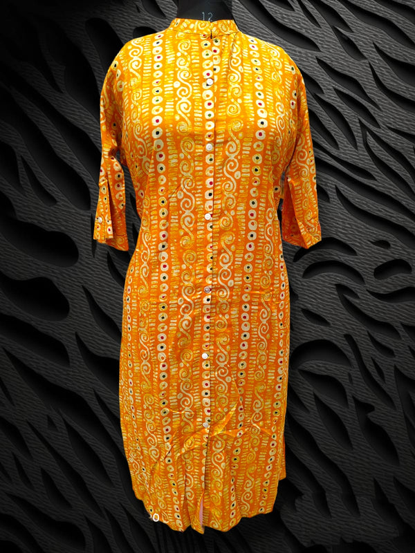 straight cut kurti pink/ yellow ( Lst 12)