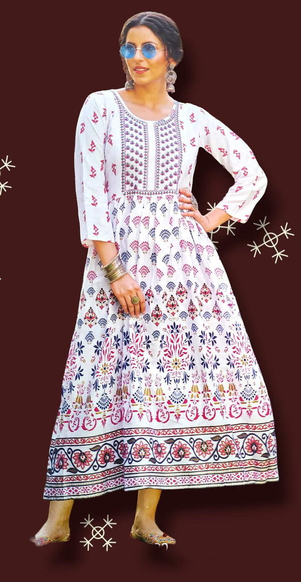 Flayered Umbrella gown white/green/brown/red( Lst 1)