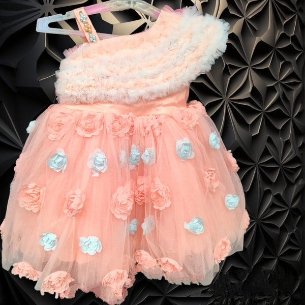 birthday frock peach colour ( brb 7)