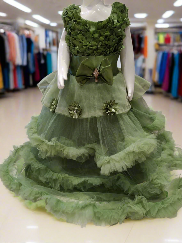 party frock, frill frock, green ( pfr 6)