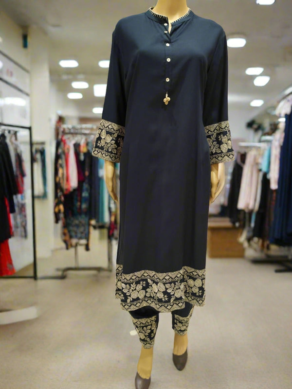 Women's co ord set, navy blue with thread work( Lfst 7)